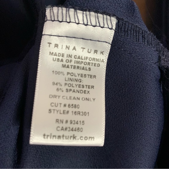 Trina Turk Navy Blue Bell Sleeve Dress Size 2 - Picture 4 of 8